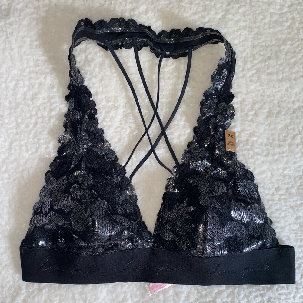 PINK bralette, size - s, color - dark blue with sliver